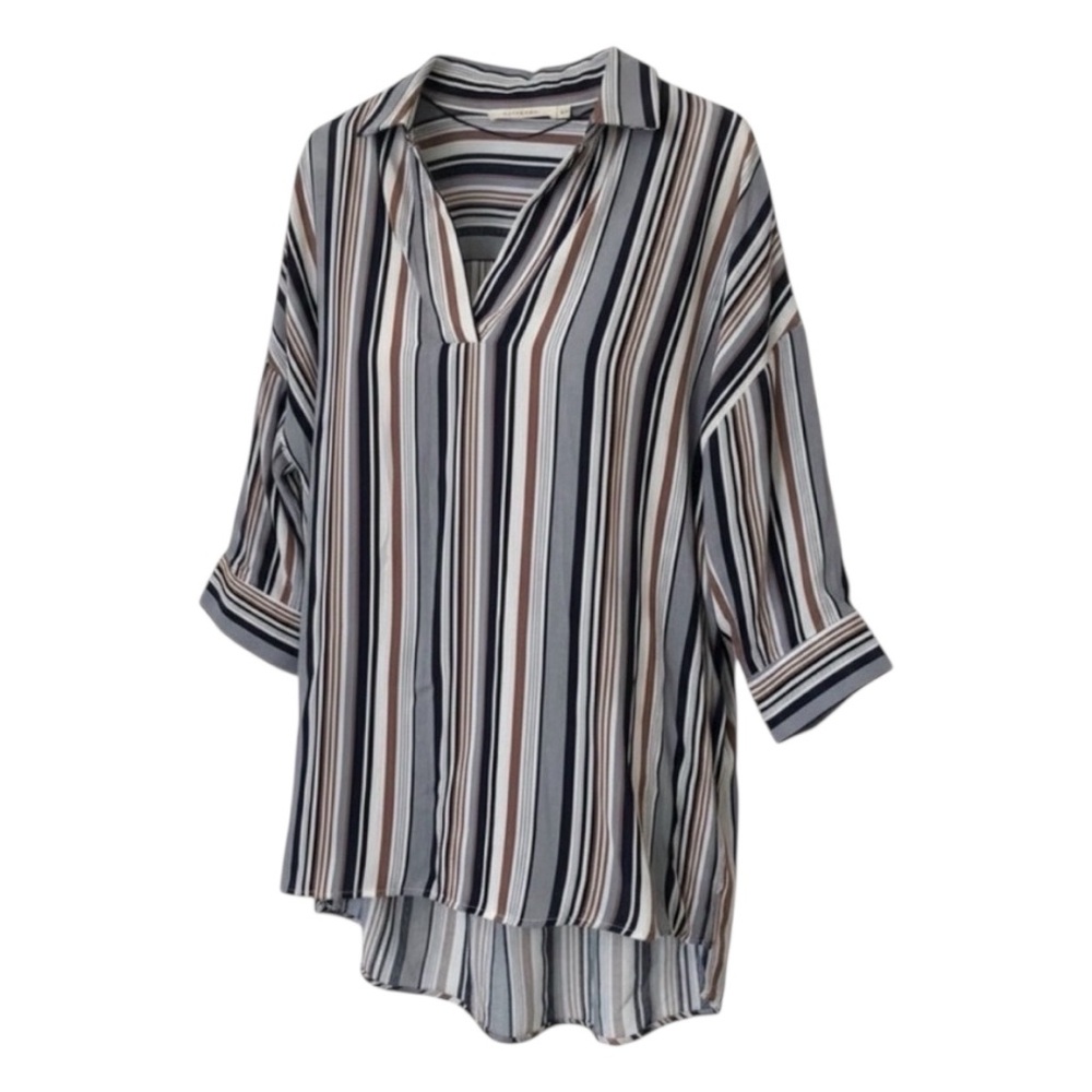 Ellison Striped Split-Neck Blouse Tunic | Size Medium | Excellent Condition
